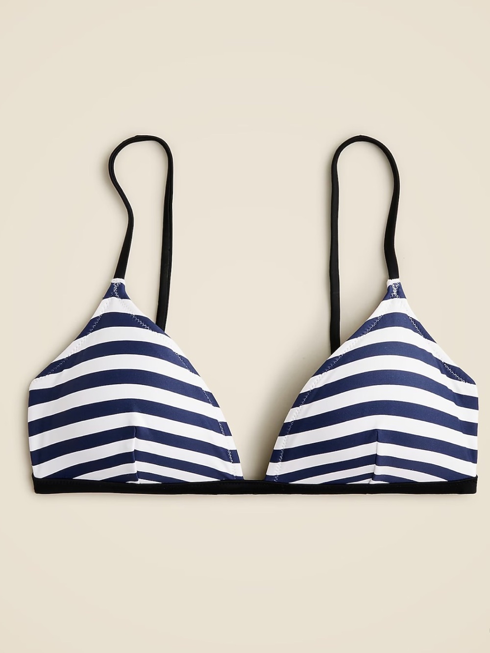 J. Crew Navy and White Striped Triangle Bikini Top L